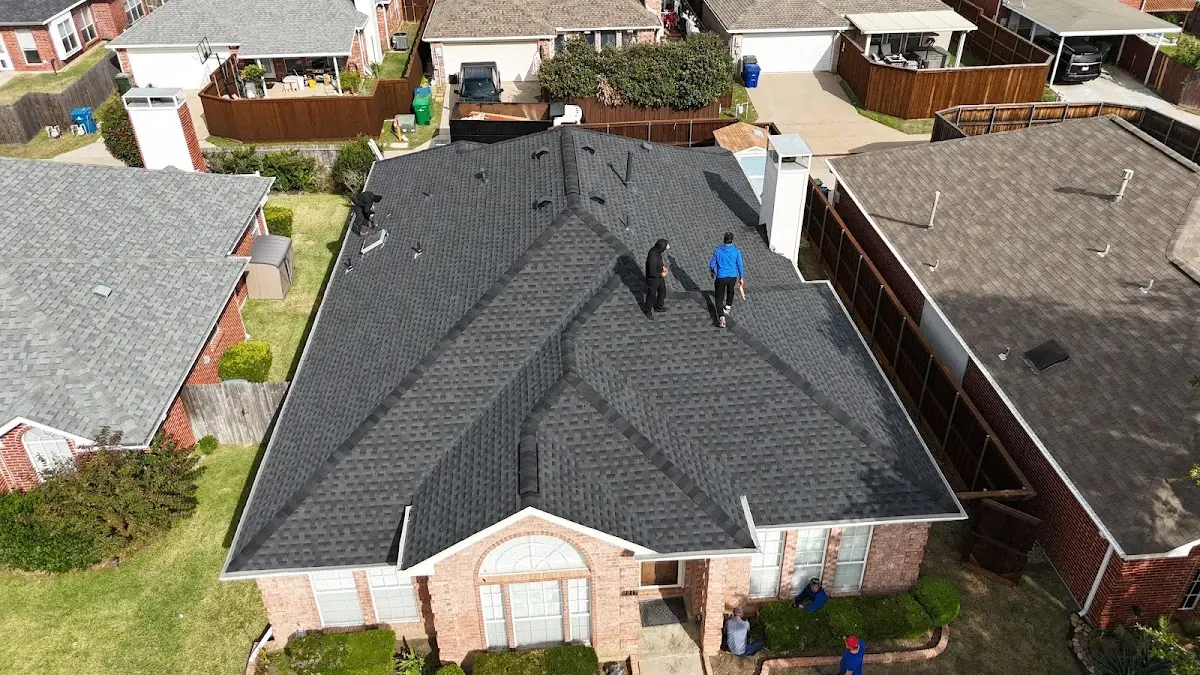 Slate & Tile Roof Repair work in progress on a Sulphur Springs property